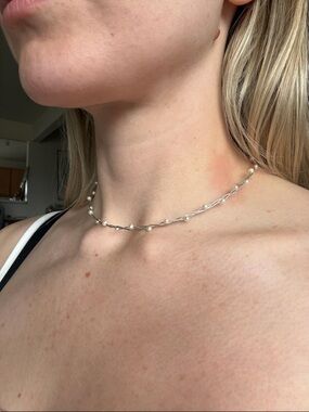 Silver Pearl Twisted Choker Necklace